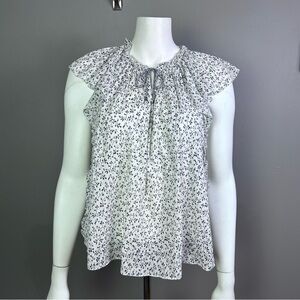 Ulla Johnson top size 2 floral flutter sleeve gauzy cottagecore short fairy
